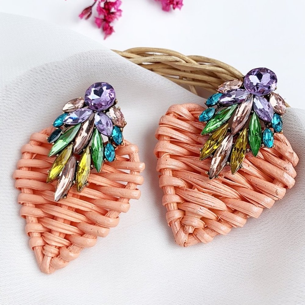 Handmade Rattan Heart Drop Earring